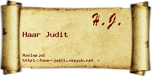 Haar Judit névjegykártya